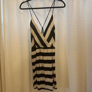 striped strapped cute open back dress